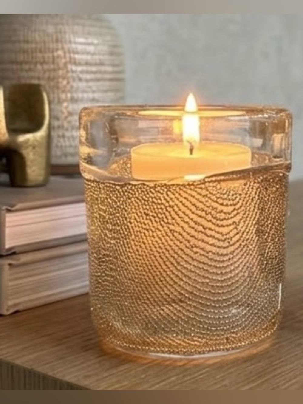 Modern Heavy-Glass Bubble Votive Candle Holders - Set of 2